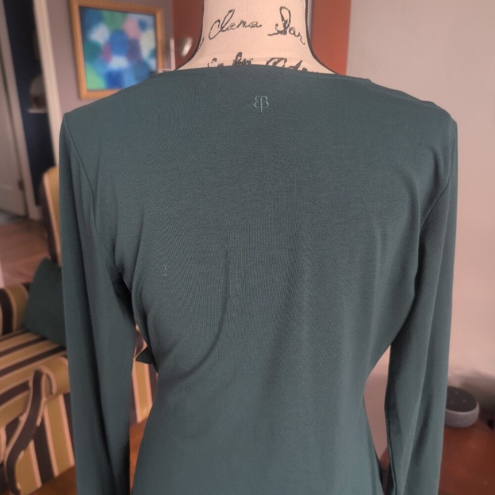 Betabrand Blouse Women’s Green Faux Wrap Long Sleeve Top Stretch V Neck NWOT Sz - Picture 7 of 10